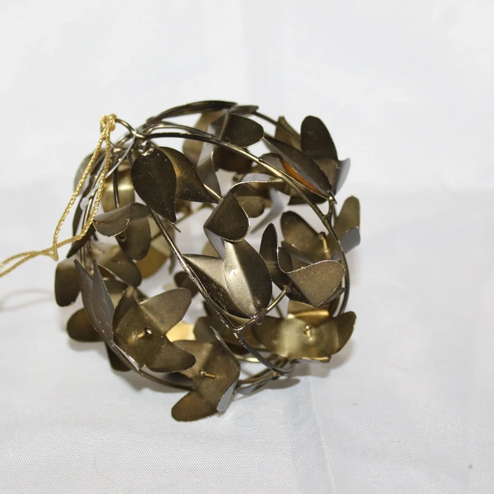 West Elm Large Metal Ball Ornaments. Handcrafted. Set of 4. Open Box